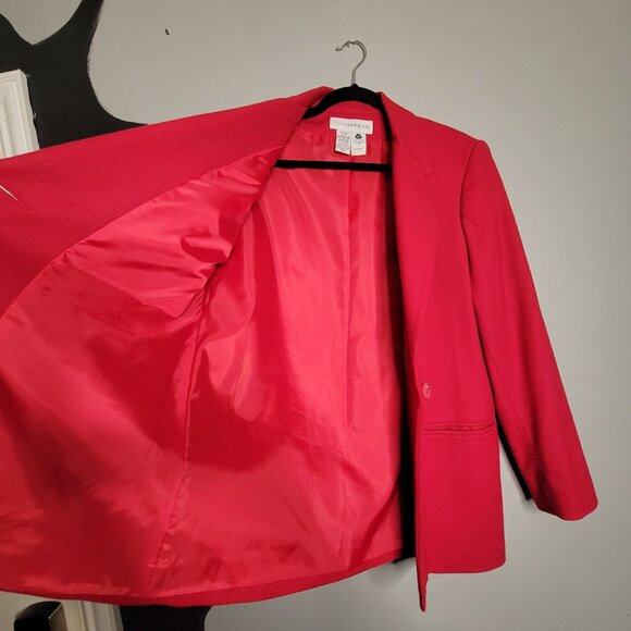 Vintage Women's 8 Wool Blend Red Blazer Jacket Business Career Old Money Preppy - Picture 5 of 8
